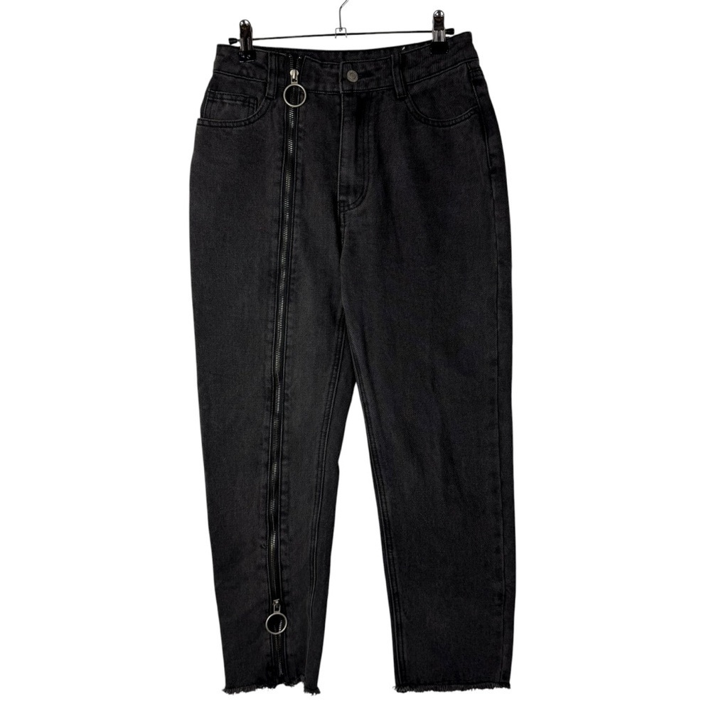 Boutique Othermix Black Zip Front‎ Straight Leg Raw Hem Jeans 27
